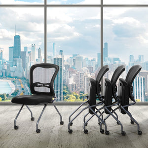 OSP Home Furnishings Soft-flex Pro-line Ii Folding Chair with Progrid Mesh Back and Lumbar Support Coal 84220-30
