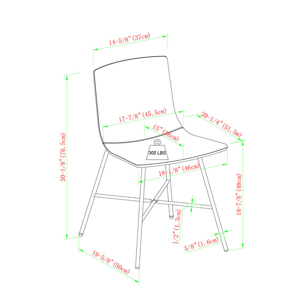 English Elm Walker Edison - Modern PU Upholstered Dining Chair Set of 2 – Black Faux Leather, Metal X Base, Adjustable Levelers, Easy-Clean Stylish Seating B185P168958