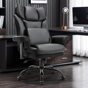 English Elm High High Back Office Chair 400lb Capacity Ergonomic Rocking Executive Seat with Massage Lumbar, Adjustable Armrests and Height (Black) W1521P199524