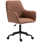 English Elm Vinsetto Mid Back Modern Home Office Chair Swivel Computer Desk Chair With Adjustable Height, Microfiber Cloth, Diamond Line Design, and Padded Armrests, Brown