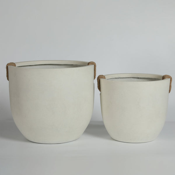 English Elm Round Concrete Sculptural Planter Duo Handcrafted Porous Finish Patio Garden Home W347P465313