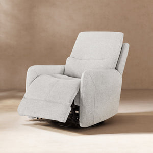 English Elm Jennifer Taylor Home - Dublin 30" Swivel Power Recliner Arm Chair in Saddle Faux Leather with 360° Base and Plush Foam Support Gray B2719P328581