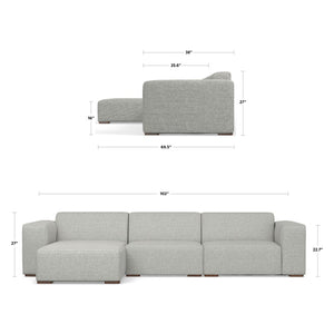 English Elm Rex Two-Seater Sofa With Left Chaise - Eco-Friendly Comfort, Soft Performance Fabric & Throw Pillows B136P199218-GIGA