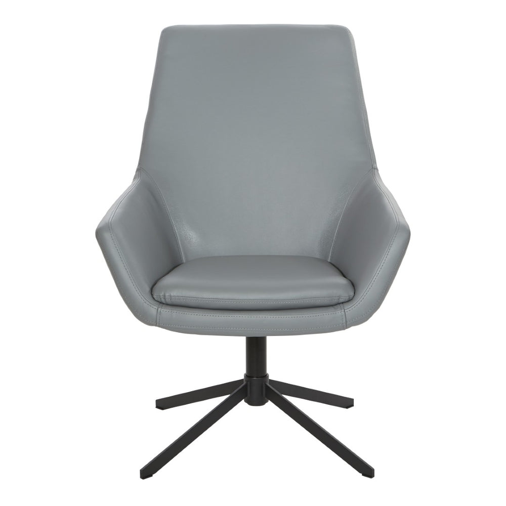 OSP Home Furnishings Modern Scoop Office Chair Faux Leather Padded Swivel Seat for Home or Conference Room FL80228B-U42