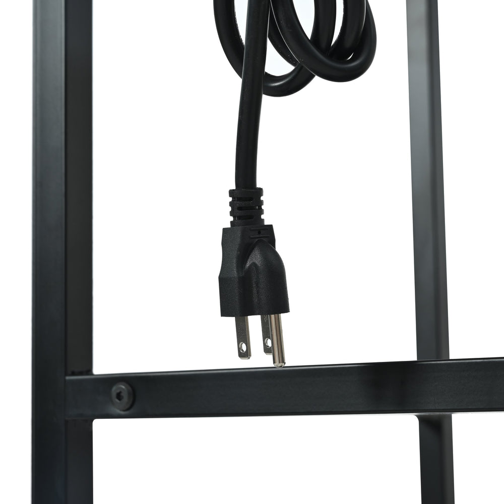 English Elm 5 5 Tier Corner Shelf LED with USB Plug, Black Metal+MDF Tall Narrow Standing Shelf for Corners W420P207358