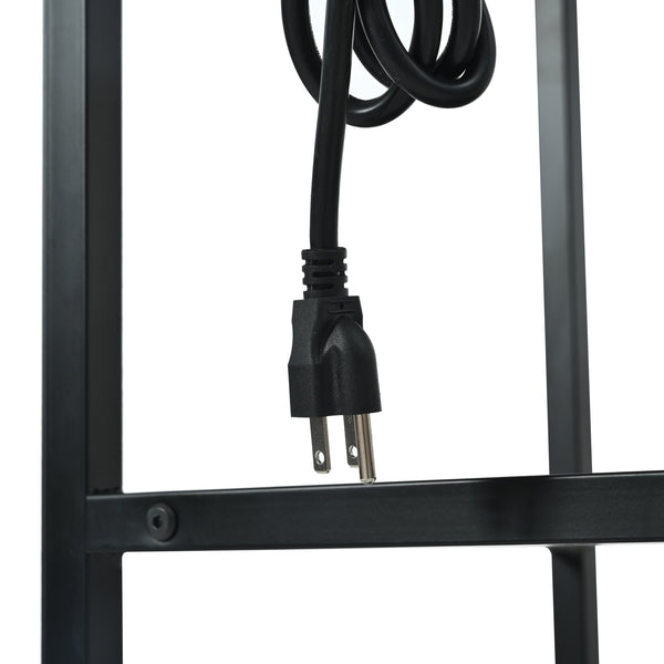 English Elm 5 5 Tier Corner Shelf LED with USB Plug, Black Metal+MDF Tall Narrow Standing Shelf for Corners W420P207358