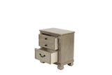 English Elm Classic Bedroom Formal Nightstand Antique Silver Finish 2-Drawers 1 Piece Bedside Table Plywood Furniture