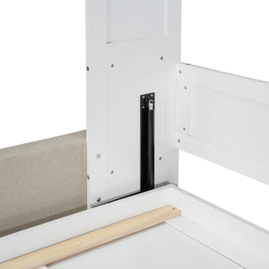 English Elm Queen Murphy Wall Bed with Integrated Sofa Linen Upholstered for Studio Apartments White LP000892AAK-1