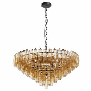 English Elm Modern Round Chandelier - 37" Extra Large Black Pendant Light With Smoke Glass Tubes For Stylish Interiors W1340P332563