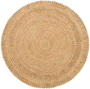 Unique Loom Braided Jute Seema Hand Braided Striped Rug Natural,  5' 1" x 5' 1"