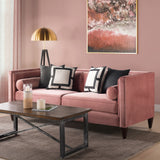 English Elm Jack 84" Modern Tuxedo Tufted Sofa, Ash Rose Pink Velvet