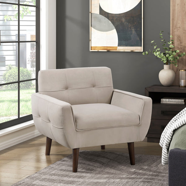 English Elm Brown Velvet Accent Chair Tufted Back Cushioned Seat Contemporary Armchair 34"x29"x31" Stylish Living Room B011P283265