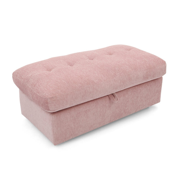 English Elm Leisure Chenille Two Seat Reclining Sofa with Usb Port Storage Ottoman Padded Armrests Pink W487S00519