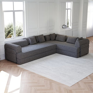 English Elm 78.7-Inch Convertible Sleeper Sofa Bed - Stylish Chenille Couch With Side Pocket & Cylindrical Pillows W834S00529