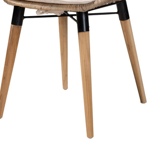English Elm Modern Bohemian Rattan Woven Metal Dining Chairs Set of Two for Eclectic Spaces B2750P420372