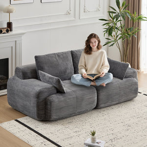 English Elm Modern 2-Seater Memory Foam Sectional Sofa - Pet-Friendly Corduroy Loveseat, No Assembly, Grey W3723P346961