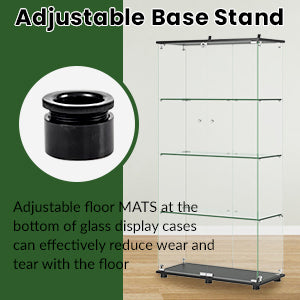 English Elm Glass Display Cabinet with Locking Double Doors, 4 Shelves 5mm Tempered Glass, Modern Black Showcase for Living Room Bedroom Office Collections W3190P271476