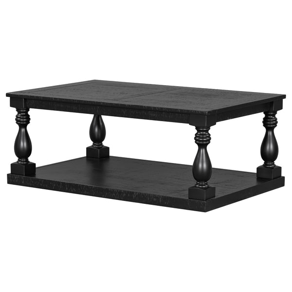 English Elm U_Style Vintage Coffee Table With Artistic Vase Legs & Luxurious Pine Veneer For Elegant Spaces N711P256967B-GIGA