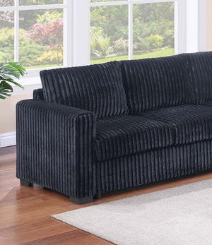 English Elm Black Corduroy L-shaped Sectional Sofa Modular 4 Piece Living Room Seating Set Black B011S02219