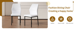 English Elm Luxury Modern White Pu Dining Chairs Set Of 4 - Ergonomic Design With Stylish Black Metal Legs W1151P282695