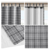 Madison Park Anaheim Casual Plaid Faux Leather Tab Top Curtain Panel with Fleece Lining MP40-8276 Grey