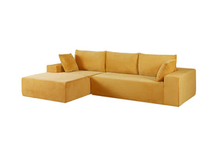 English Elm Cozyform Convertible Sectional Sofa In Ginger Yellow Corduroy - No Assembly, Modern Comfort For All B2735P359713