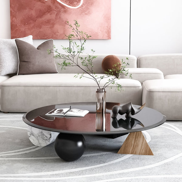 English Elm 36" Round Tempered Glass Table Top - Stylish Black Glass With Beveled Edge, Durable & Versatile Design W241P248369