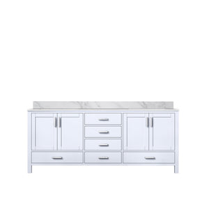 English Elm White Double Bath Vanity 80" W With Carrara Marble Top - Elegant Design, Ample Storage & Durability B2731P258933-GIGA