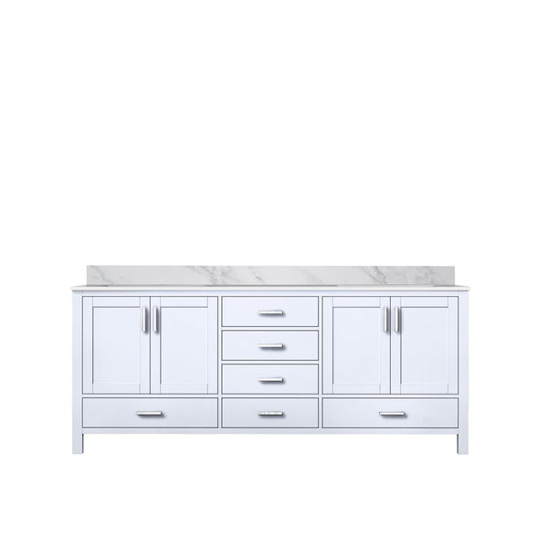 English Elm White Double Bath Vanity 80" W With Carrara Marble Top - Elegant Design, Ample Storage & Durability B2731P258933-GIGA