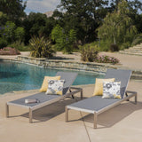 Christopher Knight Home® - Noble House - Cape Coral Dark Grey Outdoor Mesh Chaise Lounge