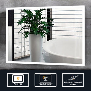 English Elm Aurorium Frameless Led Vanity Mirror with Defogger and Touch Controls for Spa Bathrooms B2731P478348
