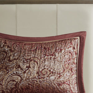 English Elm 5 Piece Aubrey Reversible Jacquard Bedspread Set King with Paisley Motif, Gold Sheen, Quilted Elegance Burgundy 22.83 L x 18.11 W x 8.27 H B03597643