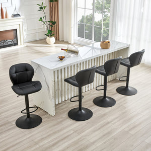 English Elm Set of 2 Adjustable Pu Tufted Barstools with Metal Base for Kitchen or Bar W3875P382611