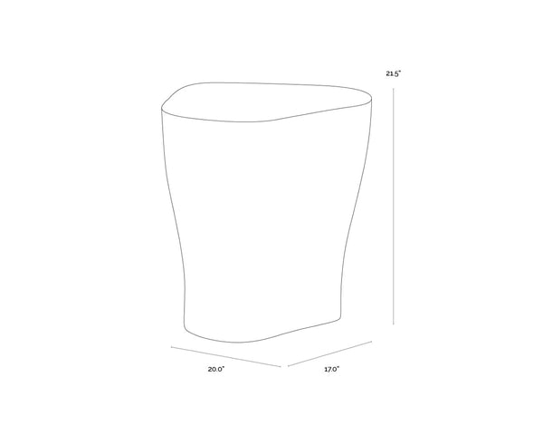 Sunpan DALI Large Marble-Look End Table - Grey Curvy Design for Modern Living Spaces, Easy Care & Versatile 107468