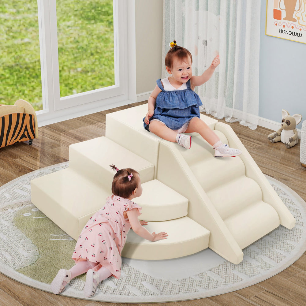 English Elm 9-piece Soft Foam Toddler Climbing Play Set with Velcro Blocks for Indoor Playrooms Beige N710P444692K
