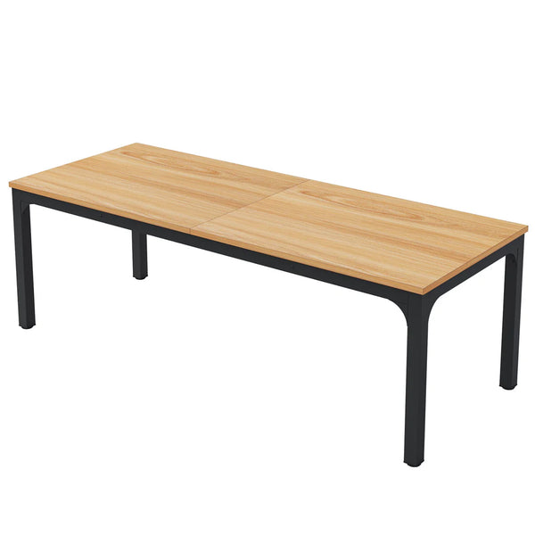 English Elm Dual Workstation Computer Desk with Iron Pipe Legs for Two Person Home Office Walnut T3971P460779