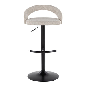 English Elm Adjustable Swivel Barstools Set of 2 Oat Fabric Seats with Black Metal Base B202S01975