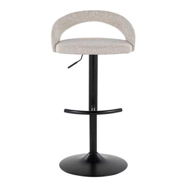 English Elm Adjustable Swivel Barstools Set of 2 Oat Fabric Seats with Black Metal Base B202S01975