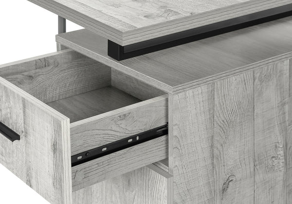 English Elm Computer Desk With Configurable Storage, Modern Grey Laminate & Black Metal, Ideal For Home Office B2710P219937