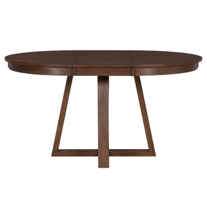 English Elm Trexm Retro 5 Piece Extendable Round Dining Set with Button Tufted Upholstered Chairs Walnut ST000094AAD-2026