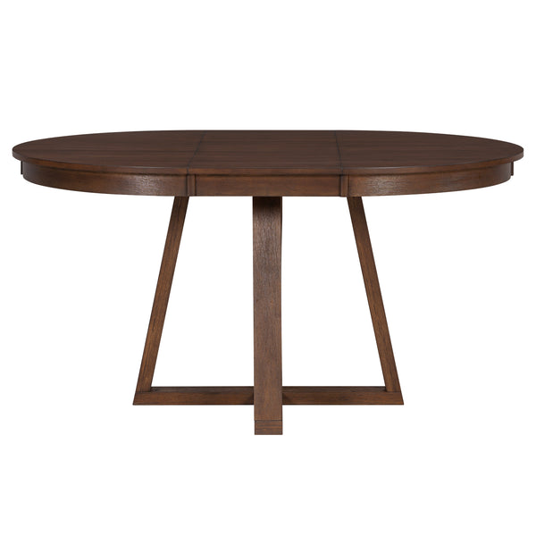 English Elm Trexm Retro 5 Piece Extendable Round Dining Set with Button Tufted Upholstered Chairs Walnut ST000094AAD-2026