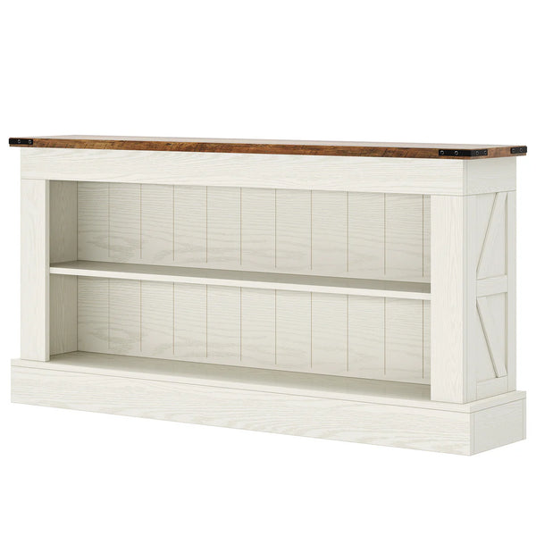 English Elm Practical Geometric Console Table with Matte Black Wood Grain Finish for Entryway or Sofa T3971P457977