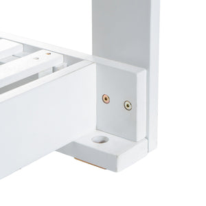 English Elm TOPMAX Acacia Wood Twin Porch Swing Bed Frame with High Back, 350lb Capacity & 118" Hemp Ropes White N717P265795K