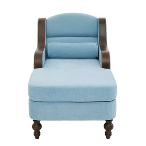 English Elm UNITED Oversized Chaise Lounge Sofa Bed with Solid Wood Arms, High-Resilience Foam, 800lb Capacity and Storage Pockets Light Blue W1568S00209