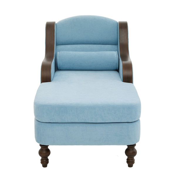 English Elm UNITED Oversized Chaise Lounge Sofa Bed with Solid Wood Arms, High-Resilience Foam, 800lb Capacity and Storage Pockets Light Blue W1568S00209