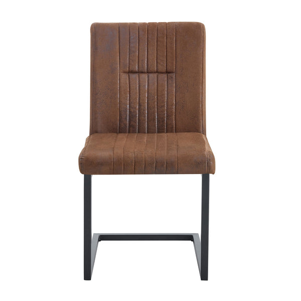 English Elm 4 Ergonomic Brown Dining Chairs with Breathable Fabric, Sponge Comfort & Sturdy Black Metal Legs W1151P266890