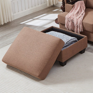 English Elm 86" Linen Sectional Sofa with Storage Ottoman Reversible Chaise for Small Spaces W1669S00036