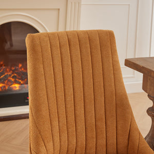 English Elm Rayon Elegant High Back Dining Chair Set with Plush Flocking Upholstery, Rebound Sponge Comfort Yellow W1143P190236