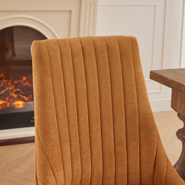 English Elm Rayon Elegant High Back Dining Chair Set with Plush Flocking Upholstery, Rebound Sponge Comfort Yellow W1143P190236