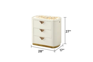 English Elm La Pierre Luxurious 4 Pc King Upholstered Bedroom Set With Gold Accents And Ambient Lighting B009S02121
